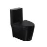 Buy cheap One-Piece Elongated Dual-Flush Toilet With Skirted Trapway White Black 680mm from wholesalers