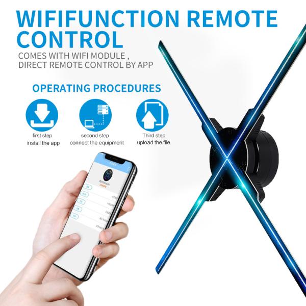 65cm wifi hologram light player 3D LED fan hologram display rotating rotational