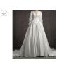 Buy cheap Deep V Neck Vintage Off White Wedding Dresses Long Lantern Sleeve Pleating Tail from wholesalers