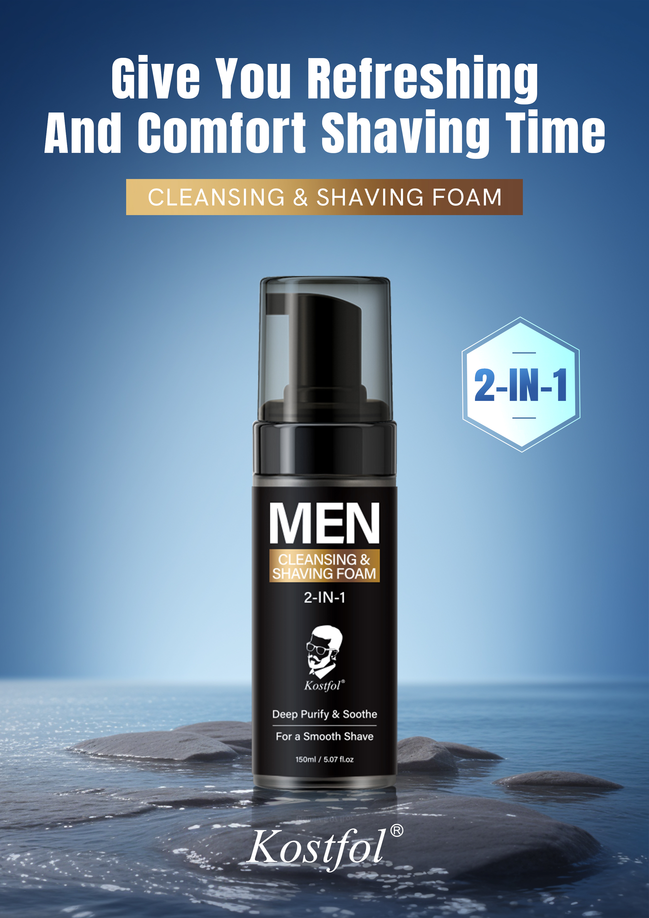 Wholesale 2 in 1 Natural Amino Acid Facial Cleanser Foam Soften Moustache Men Self Care Shaving Mousse