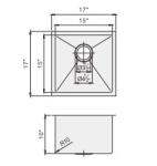 17 Inch X 17 Inch Stainless Steel Undermount Farmhouse Sink Modern Design