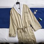 Luxury Cotton Satin Hotel Spa Robes Double Layer Knee Length Bathrobe Home