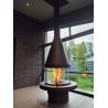Buy cheap European Style Luxury Furniture High Grade Black Modern Carbon Steel Round Table Glass Art Rotating Fireplace from wholesalers