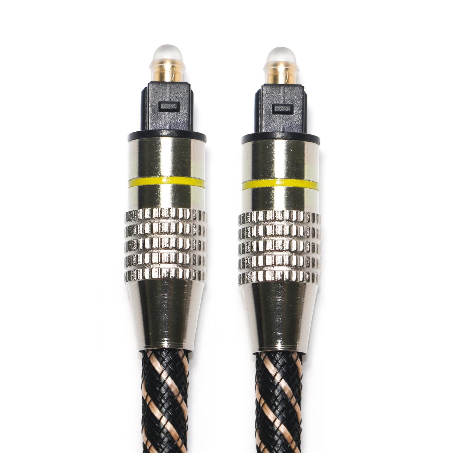 Yellow TOSLINK Optical Audio Cable Nylon Braided OD4.0 Metal Plated Connector