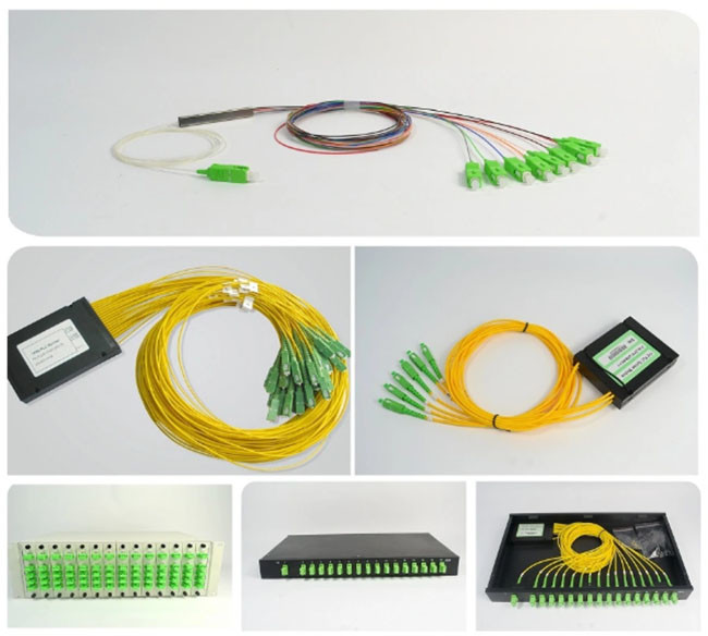 Micro Type Fiber Optic PLC Splitter 1x64 900um LSZH Pigtail 1260nm - 1650nm Wavelength