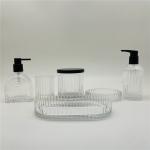 Buy cheap Home Decoration Glass Bathroom Accessories Set With Vertical Stripe from wholesalers