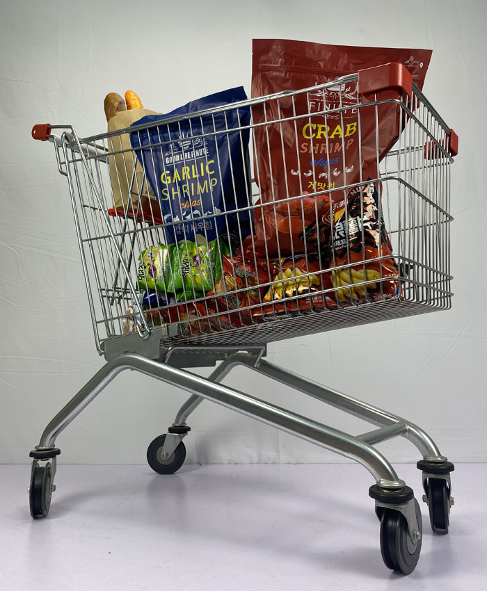 European Style Customized Grocery Shopping Trolley 150L Metal Supermarket Trolley Powder Coating