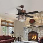 52Inch Remote Control 120V Modern Crystal Ceiling Lamp In Dining Room