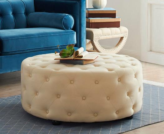 Buy cheap Ottoman Modern Wood Coffee Table Button Tufting Round Upholstery Bench from wholesalers