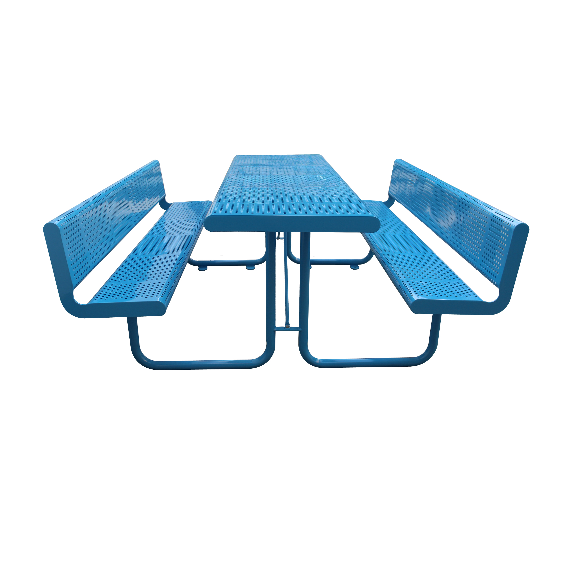 Rectangular Steel Outdoor Picnic Table Set With Surface Mount Type