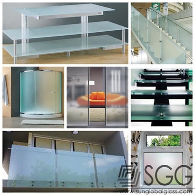 customized size frosted glass patternes sandblasted