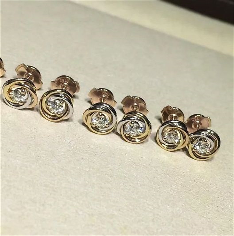 C Three circle ring earrings18K white gold, 18K yellow gold, 18K rose gold, diamond. Model: B8045300