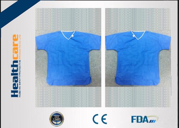 Buy cheap Sterile Spunlace Disposable Light Blue Hospital Scrubs With Round Neck Waterproof from wholesalers