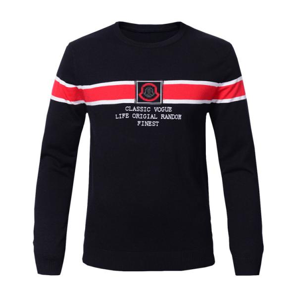 Buy cheap Color Combination Autumn Crew Neck Stripe Sweater Cotton Knitting Black Clothes Sweater from wholesalers