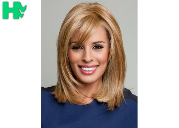 Celebrity Silky Straight Wave Synthetic Front Lace Wigs , 14 Inch Hair Wig For