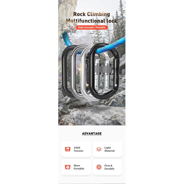 25KN Snap Hook Locking Aluminum Carabiner Clip Perfect for Safety and Security