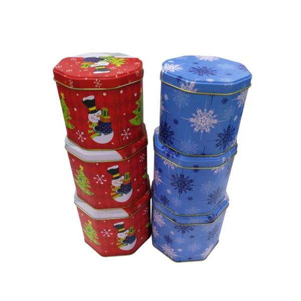 Buy cheap Customized Octagon Christmas Cookie Tins Bulk Offset CMYK printing from wholesalers