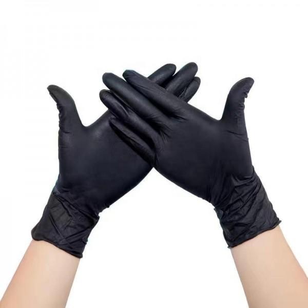 Buy cheap MSDS TDS Black Powder Free Nitrile Gloves For Examination Fingertip Textured from wholesalers