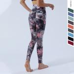 220gsm Yoga Workout Leggings Naked Skin Tie Dye Gym Tights With Pockets