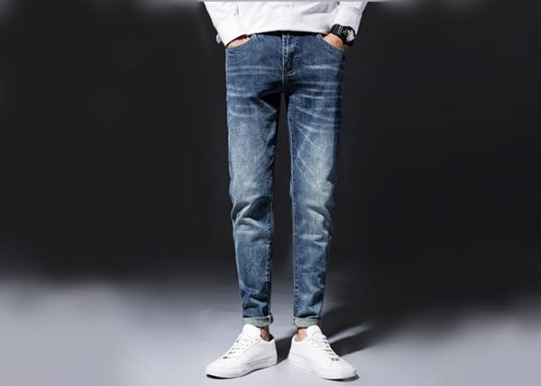 Buy cheap Woven Tapered Mens Denim Jacket And Jeans Mid Wash Man Pants 100% Cotton from wholesalers