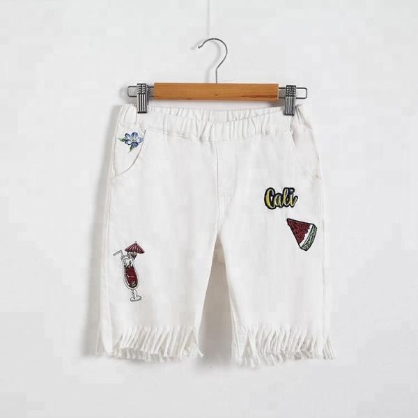 Buy cheap Summer Embroidered Girls Denim Clothes , Girl Jeans Short Pants Fashion Design from wholesalers