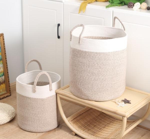 Decorative Custom Woven Cotton Rope Laundry Toys Candy Storage Fabric Container
