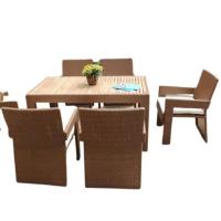 Buy cheap 7 pcs outdoor patio garden teak wooden dinning set rattan dining chairs---YS4509 product