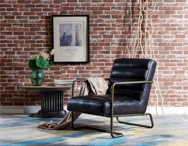 Buy cheap Loft Slate Modern Black Leather Chair , Leather Accent Chairs Golden Metal Legs from wholesalers