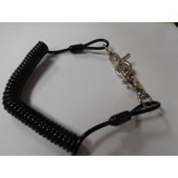 Buy cheap Safety anti-drop solid black PU coil lanyard retractor holder w/swivel heavy product