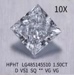 Colorless Princess Cut Lab Grown Diamond Jewelry 1.5 Ct D VS1 VG HPHT Diamond