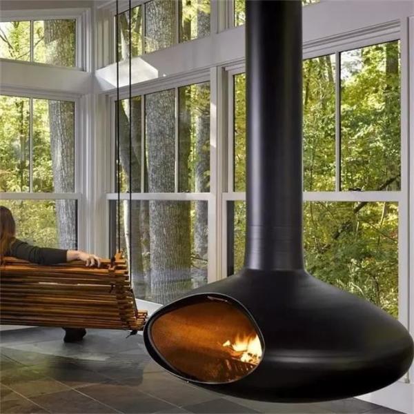 Buy cheap Decorative Morden Indoor Warm Oval Wood Burning Ceiling Suspended Fireplace from wholesalers