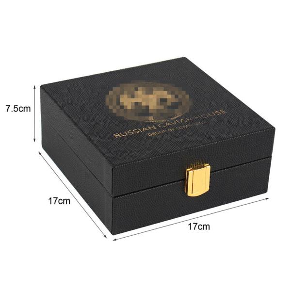 Buy cheap PU Leather Caviar Packaging Gift Box With Gold Foil from wholesalers