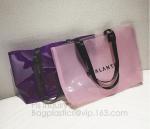 Semi-clear Tote Bags Stripe PVC Shoulder Bag with Pouch, PVC PU Trendy Handbag