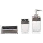 Buy cheap Vintage Look 3pcs Bath Accessories Set Clear Glass And Brushed Metal from wholesalers