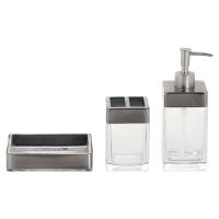 Buy cheap Vintage Look 3pcs Bath Accessories Set Clear Glass And Brushed Metal product