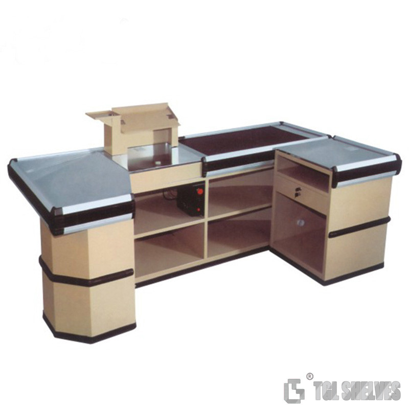 Aluminum Alloy Electric Supermarket Checkout Counter With Convey Belt