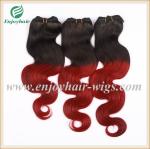 Peruvian 5A virgin remy hair weave ,ombre natural color/red# Body wave 10''-26'
