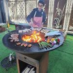 D1000mm Rusty red Corten Steel BBQ Grill Metal Barbecue Grill Outdoor Fireplace