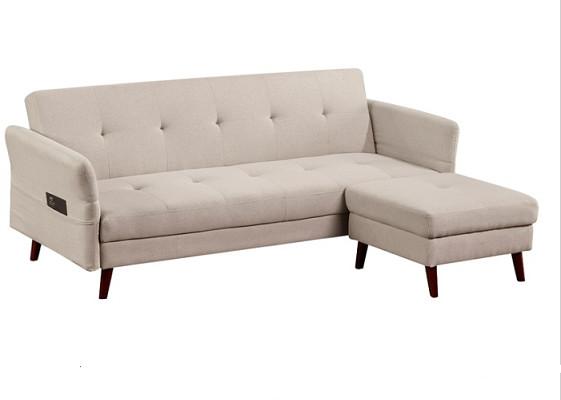Functional Living Room Furniture Sofa Bed Pure Foam Linen Solid Legs / Wood