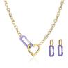 Buy cheap Gold Plate 18K Gold Jewelry Set Stainless Steel Necklace Earring Set Spray Paint Pin Love from wholesalers