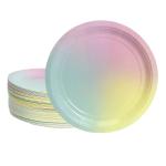 HM20926 Rainbow Gradient Round Trendables Disposable Paper Plates Dinner Size