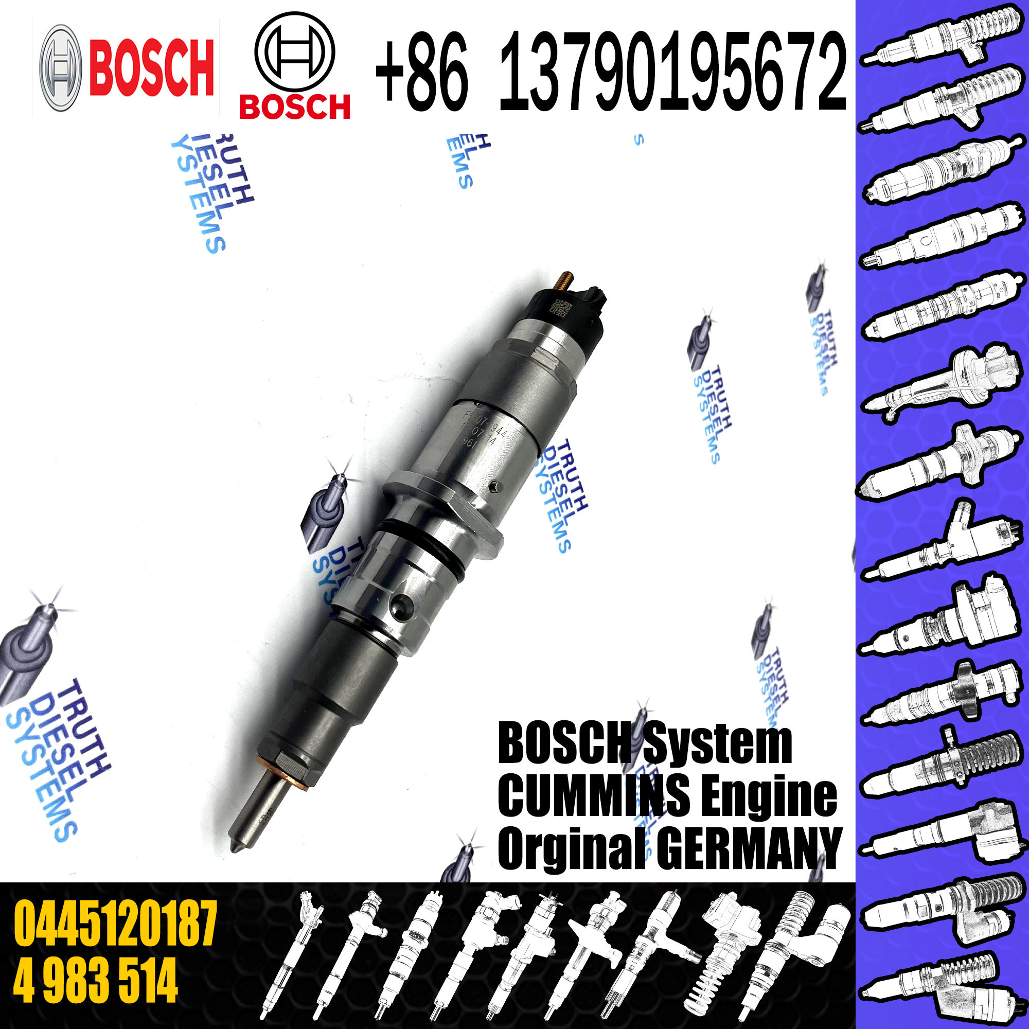 High Quality New Diesel Fuel Injector 0445120187 Common Rail Injector 4 983 514 For Cummins Enigine