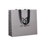 Grey UV Art Paper Gift Bags Clothing Shopping Packaging With Handle