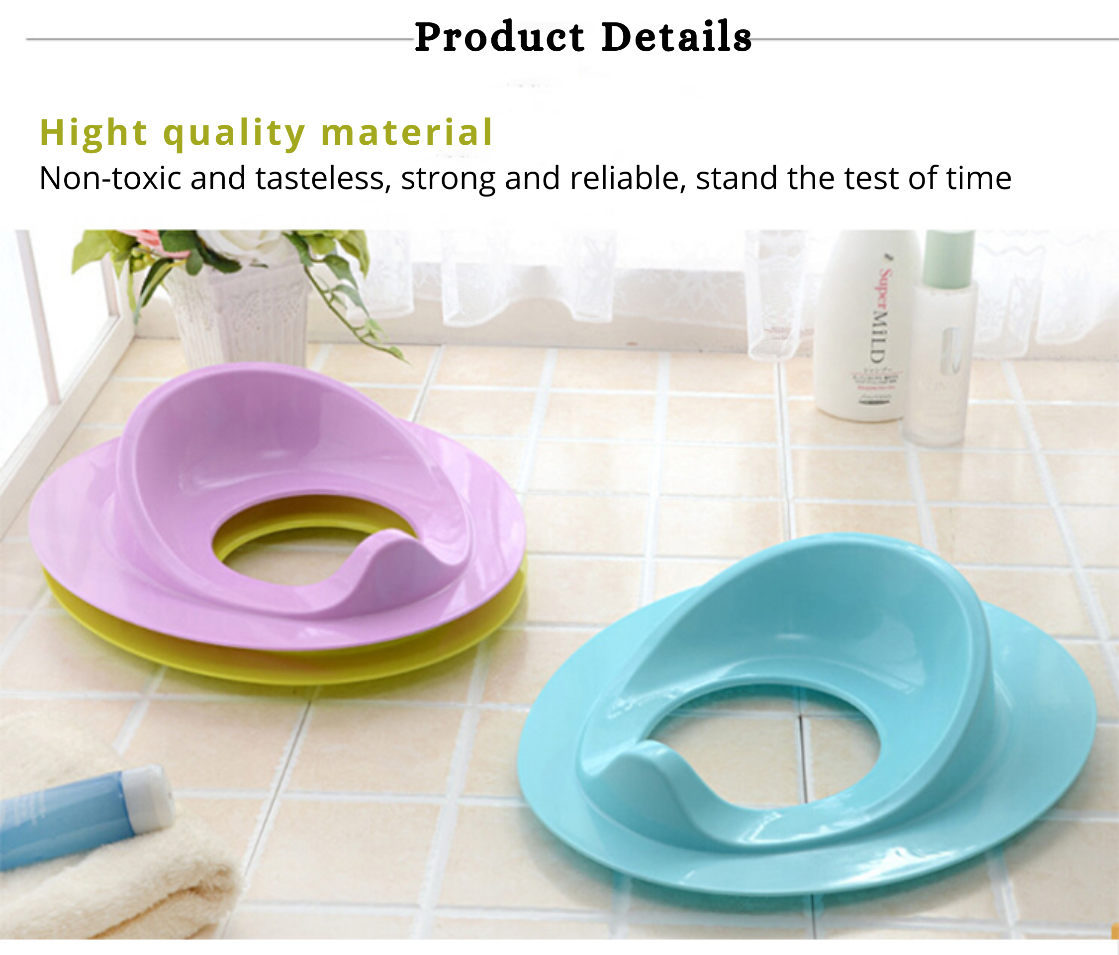 Plastic Potty Training 1-7years Old Baby Toilet Seat Soft Non-Slip
