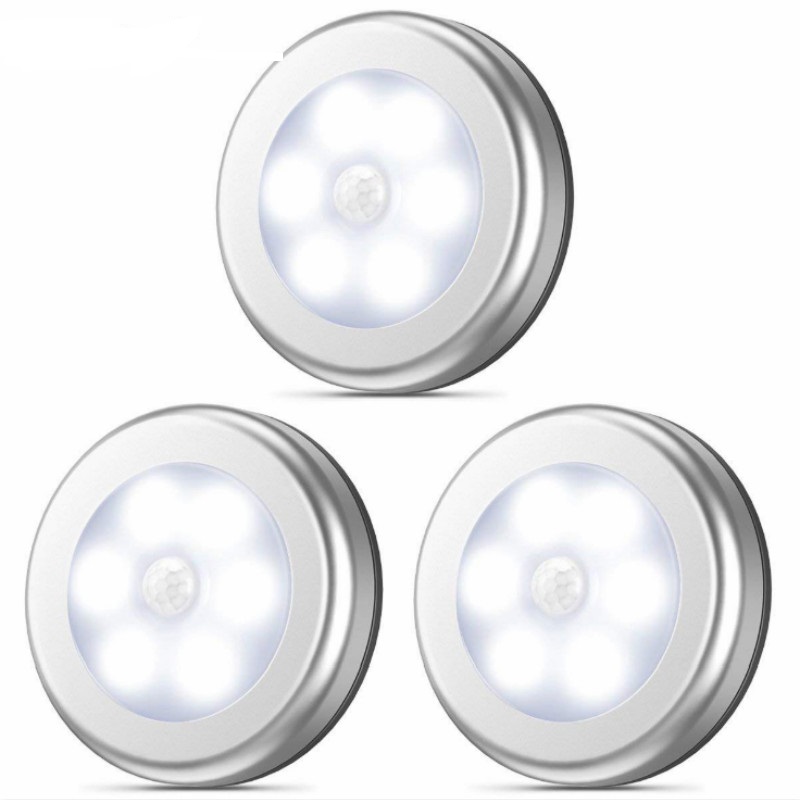 3pcs Pack 3.15in Diameter Battery Operated Motion Sensor Light Indoor