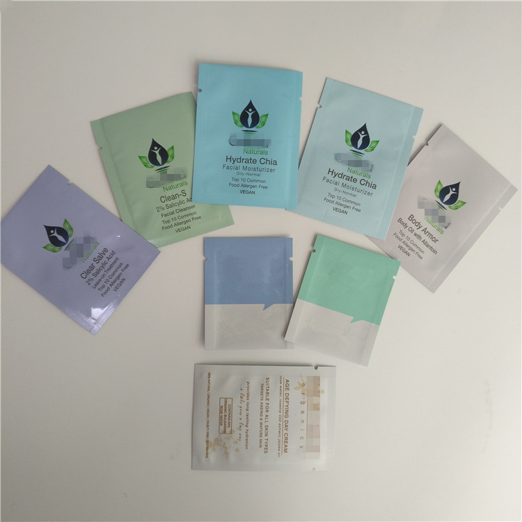 3 Side Seal Custom Printing plastic Sachet for Samples Cosmetics Packaging bags