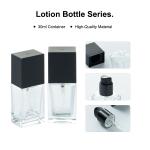 30ml Square Foundation Bottle Empty Clear Glass With Black Plastic Cap