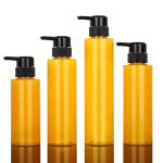 Customized PET Round Lotion Pump Shampoo Bottle Cylinder Yellow color