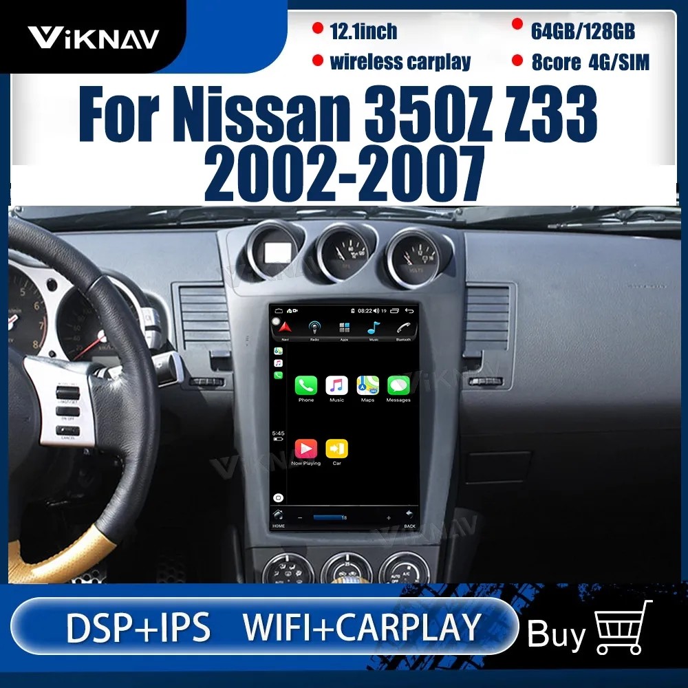 12.1 Inch Android Screen Car radio For 2002-2007 Nissan 305Z 128G Navigation GPS Multimedia Player Wireless Carplay 4G