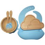 Bamboo Baby Silicone Bowl Divided Irregular Bear Shape Eco Friendly Tableware